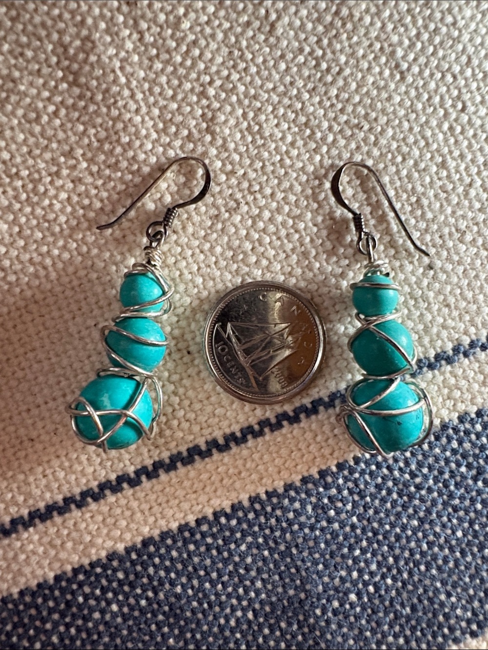 Turquoise Wire-Wrapped Dangle Earrings - Women Jewelry